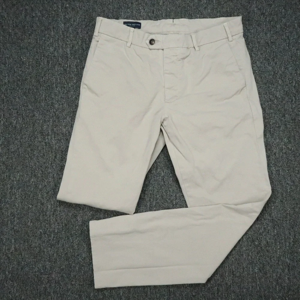 Peter Millar Pants Mens 33x30 Khaki Tan Concorde Garment Dyed Chino Stretch Golf